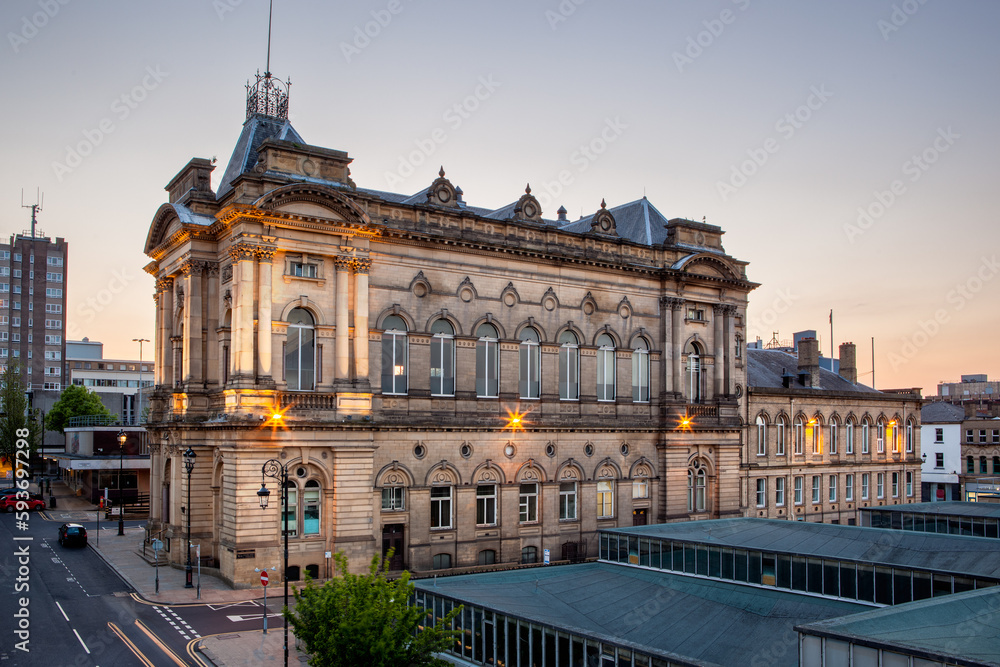 Concert Hall is an impressive building in the heart of Huddersfield  , UK