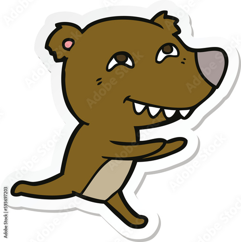 sticker of a cartoon bear running © lineartestpilot