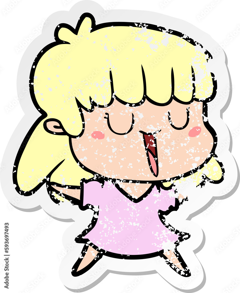 Obraz premium distressed sticker of a cartoon woman
