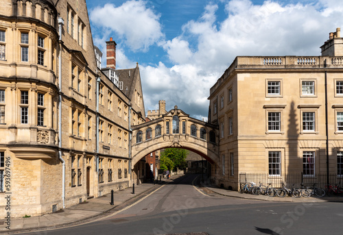 Hertford Bridge, often called the Bridge of Sighs, is a skyway joining two parts of Hertford College over New College Lane in Oxford, England. © SakhanPhotography