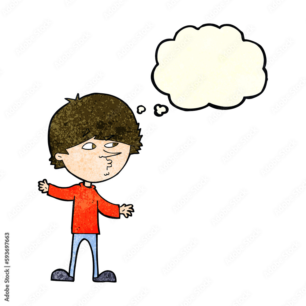 cartoon curious man with thought bubble cartoon curious man with thought bubble