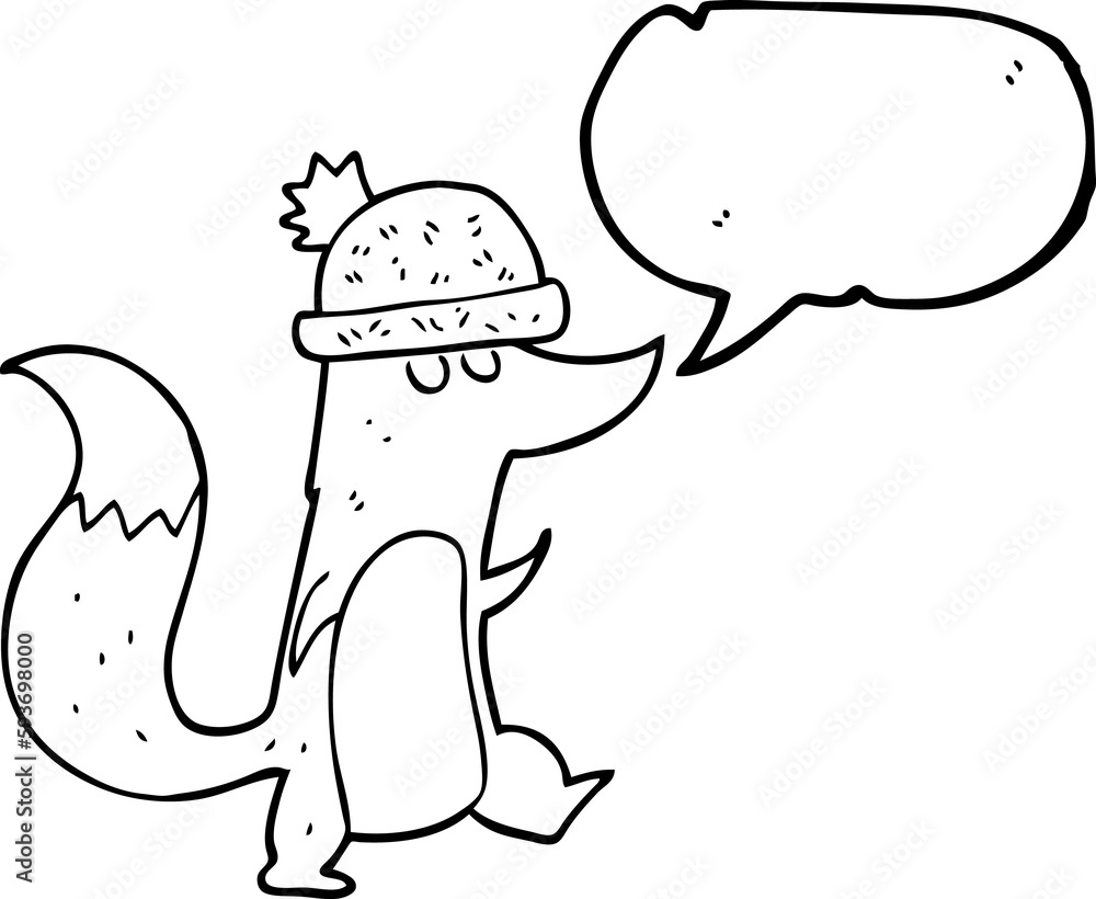 speech bubble cartoon little wolf wearing hat speech bubble cartoon little wolf wearing hat