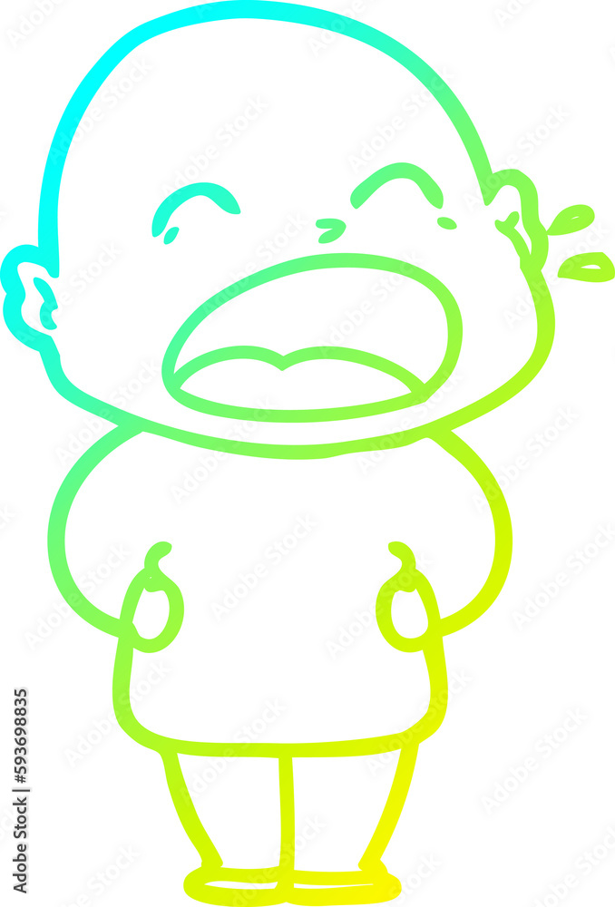 Obraz premium cold gradient line drawing cartoon shouting bald man