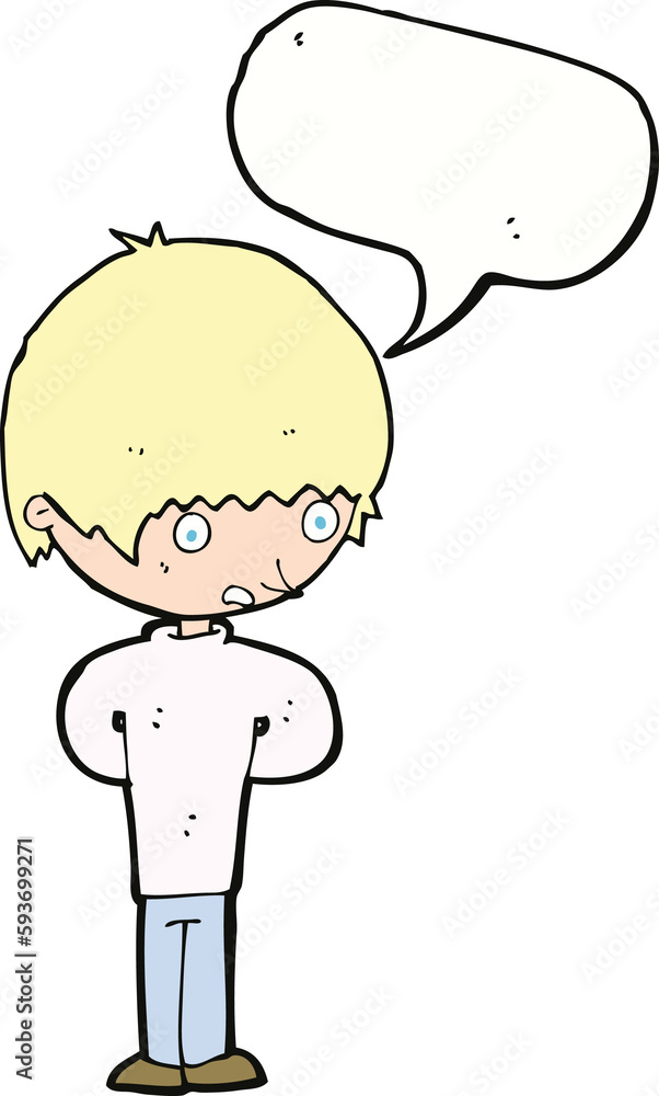 cartoon nervous boy with speech bubble cartoon nervous boy with speech bubble