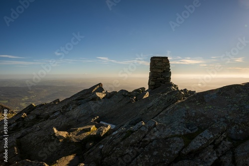 Closeup shot of plateau of Moel Siabod near Capel Curig under the blue skyline photo