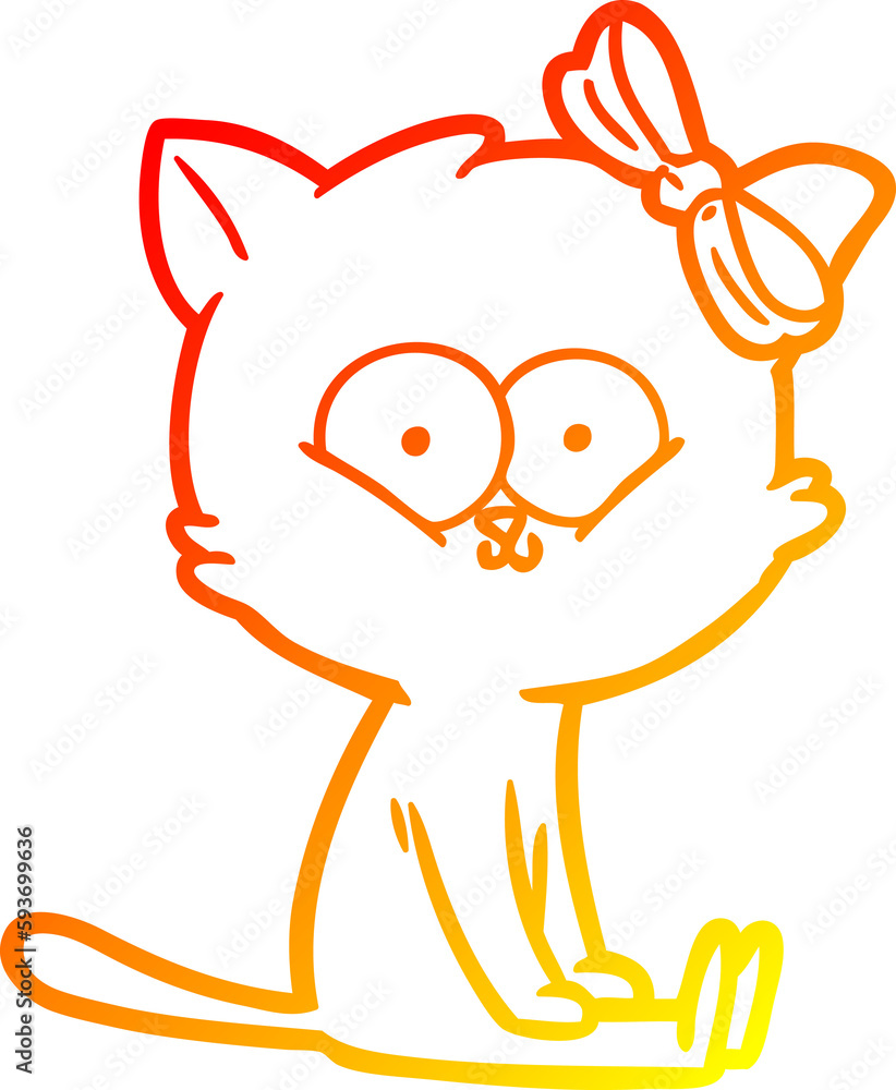 warm gradient line drawing cartoon cat warm gradient line drawing cartoon cat