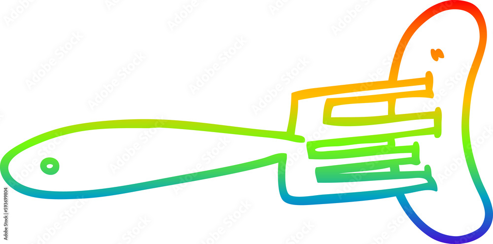 rainbow gradient line drawing cartoon sausage on fork