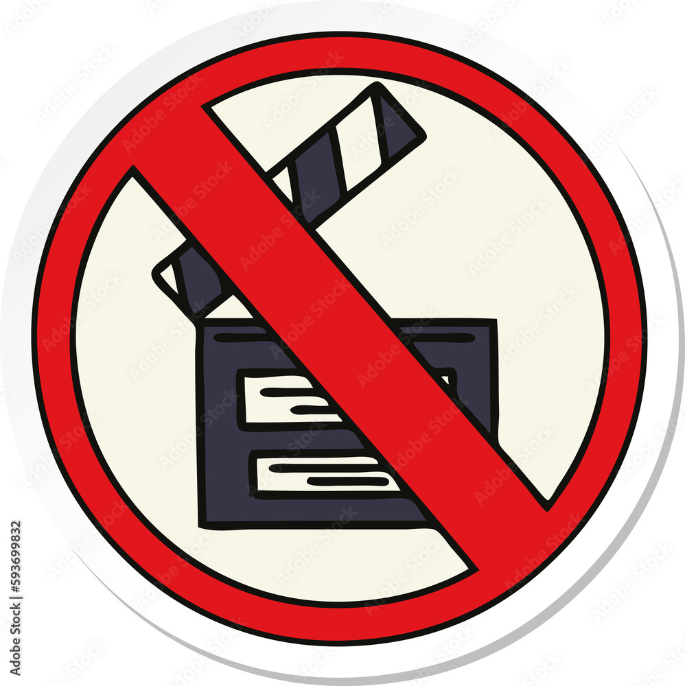 sticker of a cute cartoon no directing sign sticker of a cute cartoon no directing sign