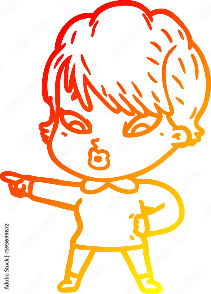 warm gradient line drawing cartoon woman warm gradient line drawing cartoon woman