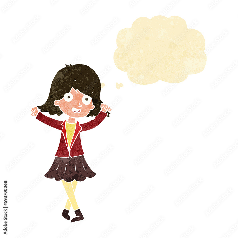 cartoon happy girl with thought bubble cartoon happy girl with thought bubble