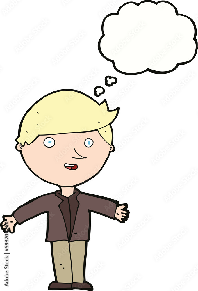 cartoon man in casual jacket with thought bubble cartoon man in casual jacket with thought bubble