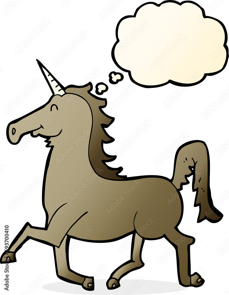 Fototapeta premium cartoon unicorn with thought bubble