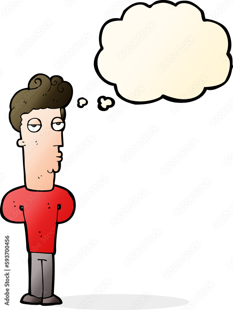 cartoon bored man with thought bubble cartoon bored man with thought bubble