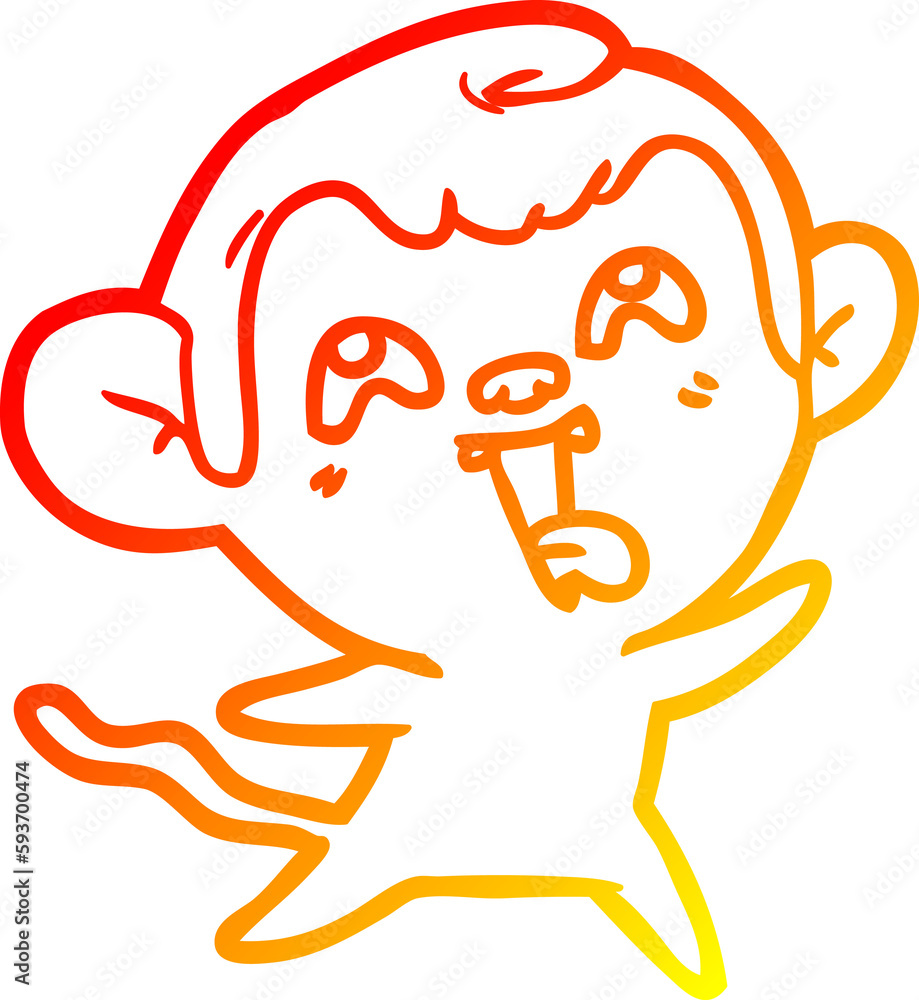 warm gradient line drawing crazy cartoon monkey warm gradient line drawing crazy cartoon monkey