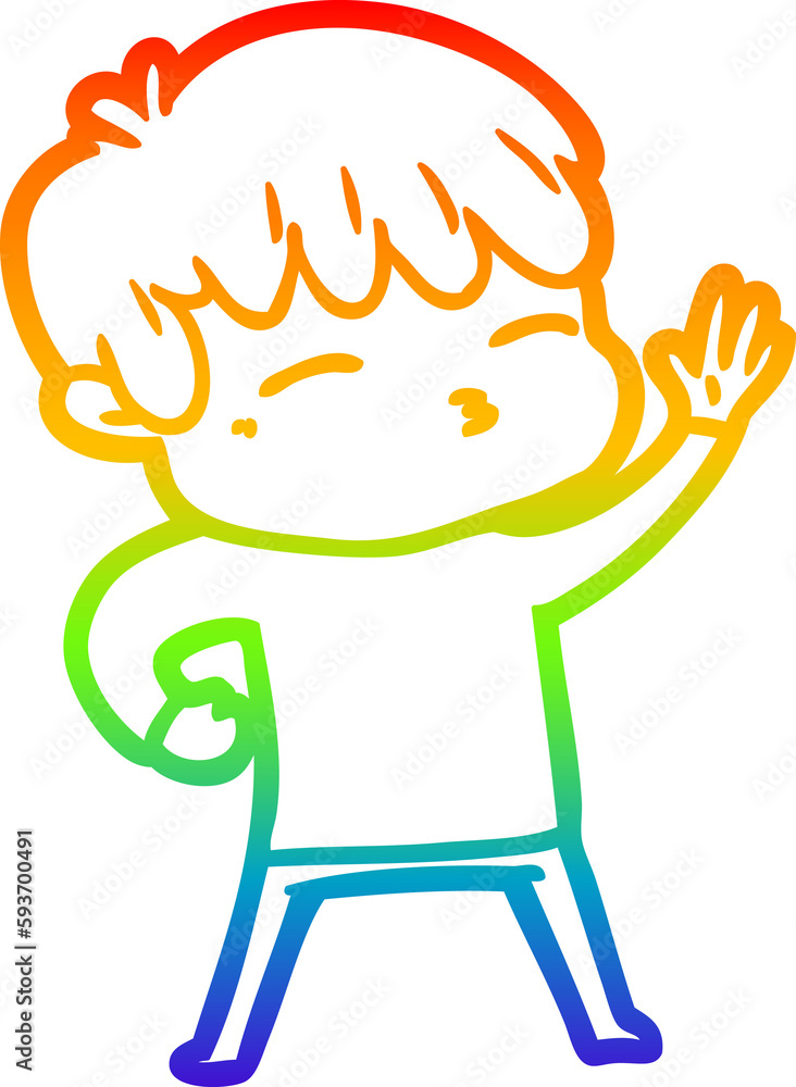rainbow gradient line drawing cartoon curious boy rainbow gradient line drawing cartoon curious boy