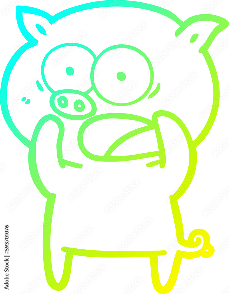 cold gradient line drawing cartoon pig shouting cold gradient line drawing cartoon pig shouting