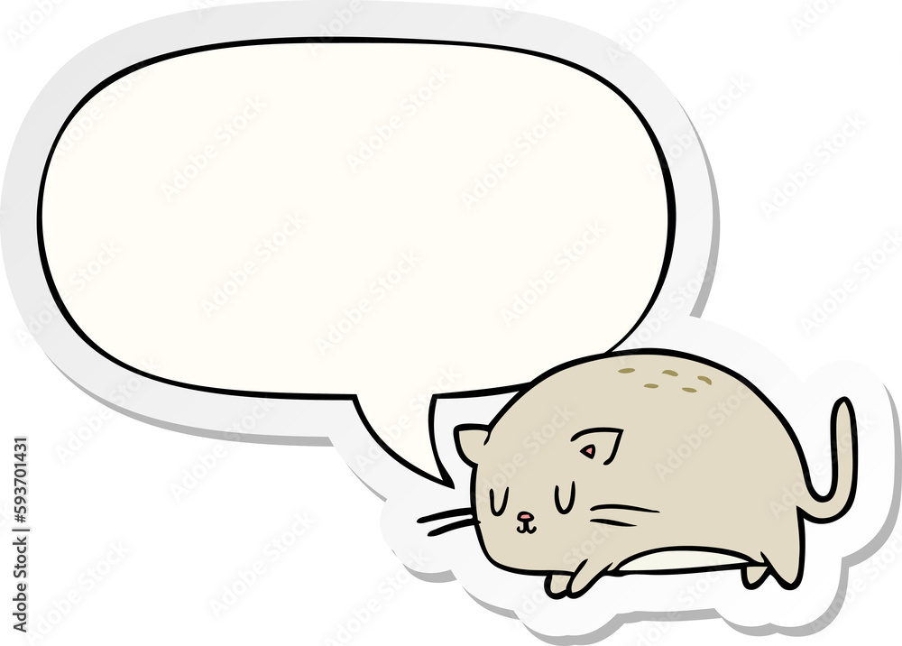 cute fat cartoon cat and speech bubble sticker cute fat cartoon cat and speech bubble sticker