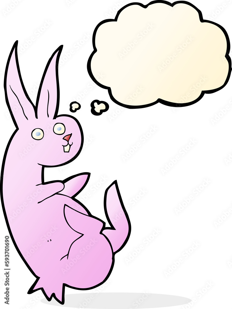 cue cartoon rabbit with thought bubble cue cartoon rabbit with thought bubble