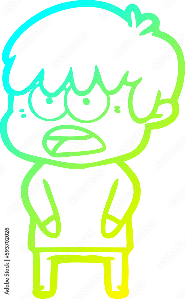 cold gradient line drawing worried cartoon boy cold gradient line drawing worried cartoon boy