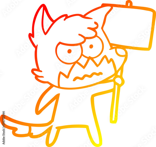 warm gradient line drawing cartoon annoyed fox