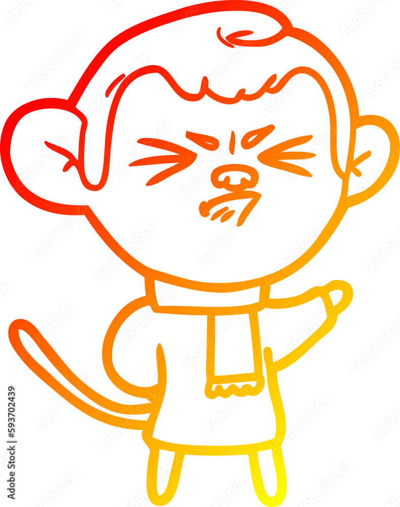 warm gradient line drawing cartoon annoyed monkey warm gradient line drawing cartoon annoyed monkey