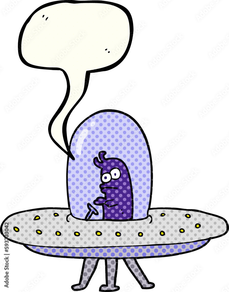 comic book speech bubble cartoon flying saucer