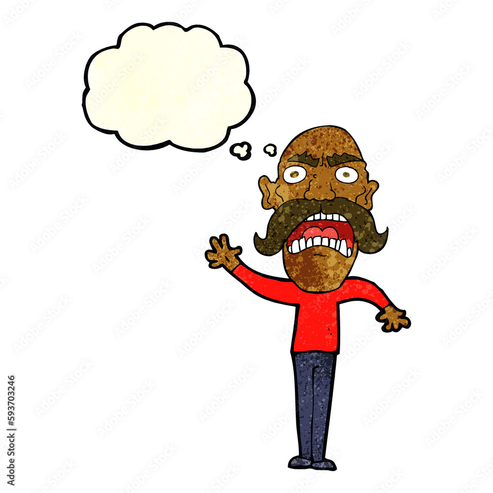 cartoon angry old man with thought bubble cartoon angry old man with thought bubble