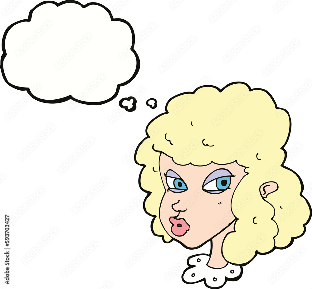 cartoon suspicious woman with thought bubble cartoon suspicious woman with thought bubble