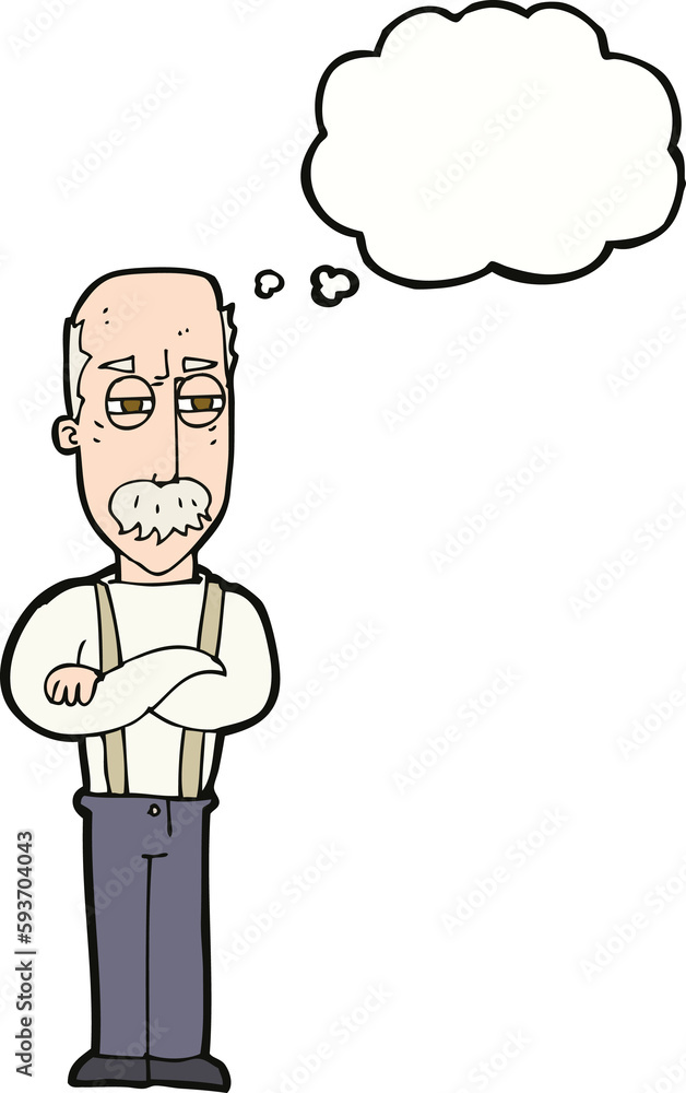 cartoon annoyed old man with thought bubble cartoon annoyed old man with thought bubble