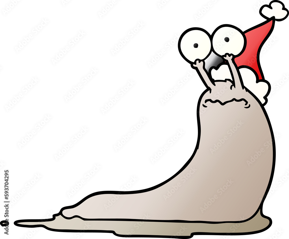 gradient cartoon of a slug wearing santa hat gradient cartoon of a slug wearing santa hat