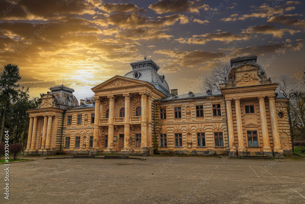 Old  historical Count Stanislav Badeni palace in Koropets town, Ukraine, outside.