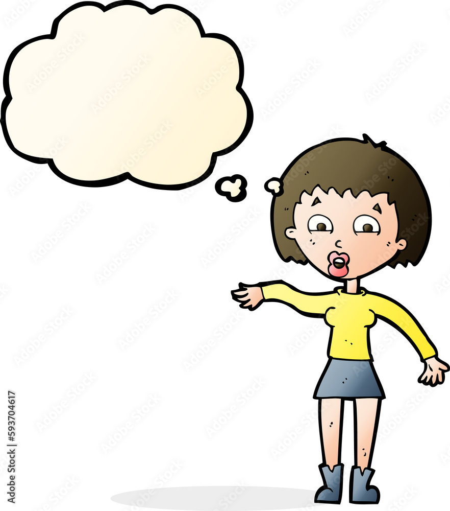 cartoon surprised woman with thought bubble cartoon surprised woman with thought bubble