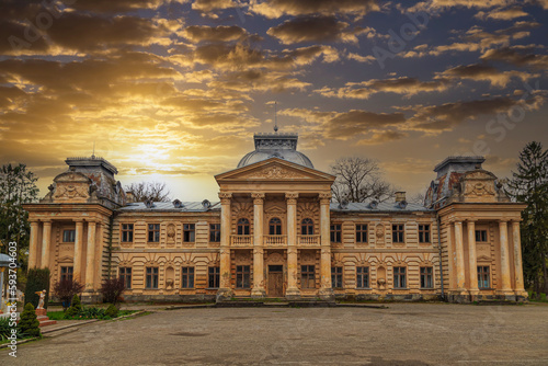 Old historical Count Stanislav Badeni palace in Koropets town, Ukraine, outside.