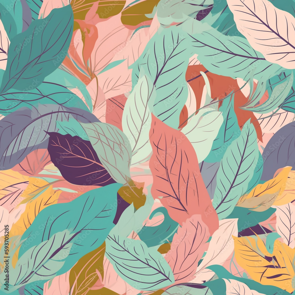 Summer Leaves Colorful Seamless Pattern Summer Leaves Colorful Seamless Pattern