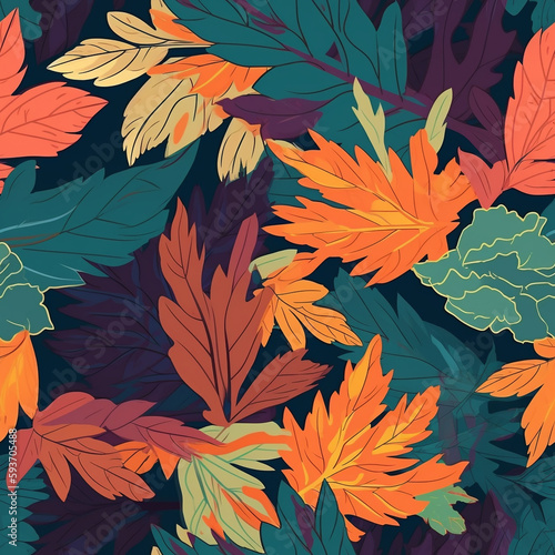 Summer Leaves Colorful Seamless Pattern