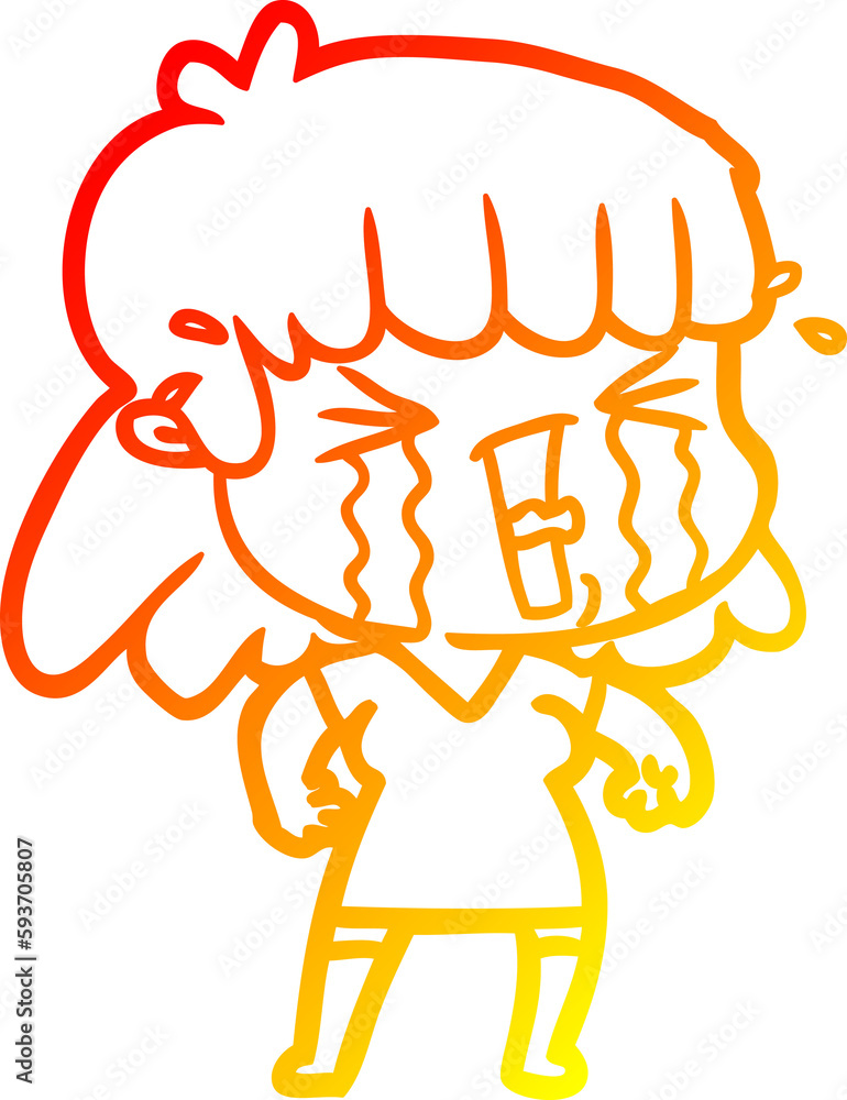 warm gradient line drawing cartoon woman in tears warm gradient line drawing cartoon woman in tears