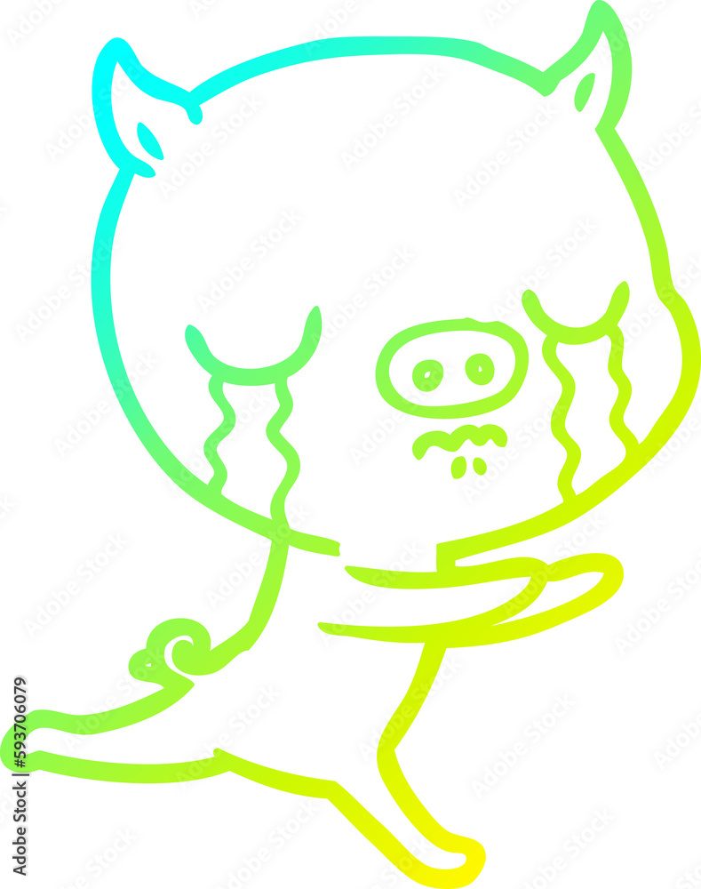 cold gradient line drawing cartoon pig crying cold gradient line drawing cartoon pig crying