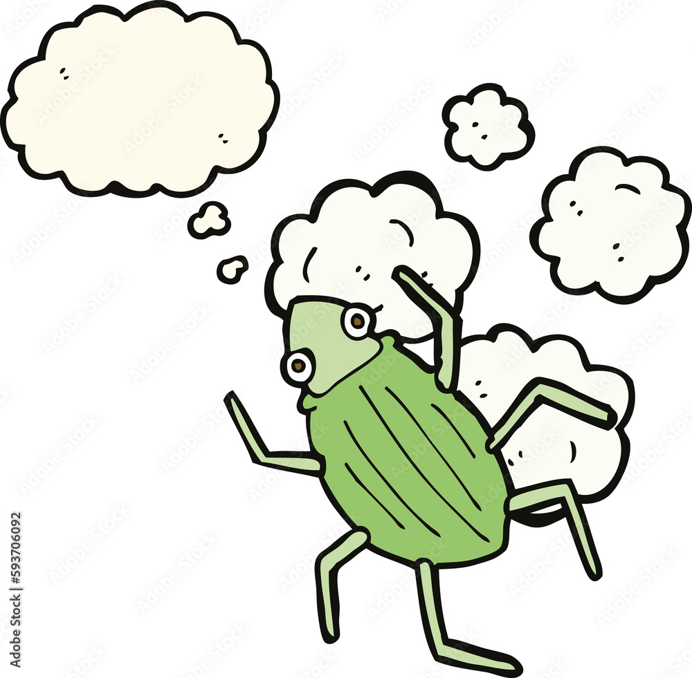 cartoon bug with thought bubble cartoon bug with thought bubble