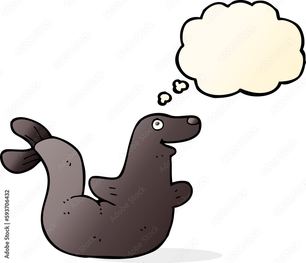 cartoon seal with thought bubble cartoon seal with thought bubble