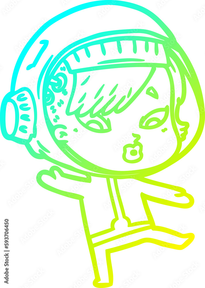 cold gradient line drawing cartoon astronaut woman cold gradient line drawing cartoon astronaut woman