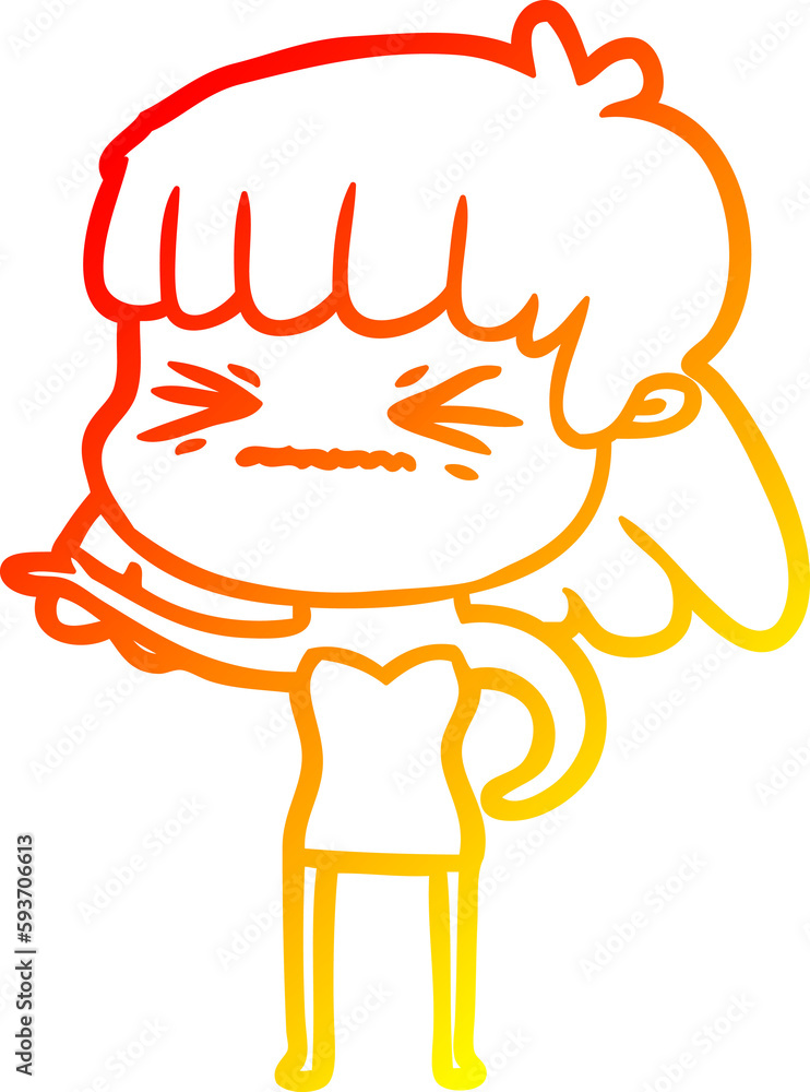 warm gradient line drawing cartoon angry girl warm gradient line drawing cartoon angry girl