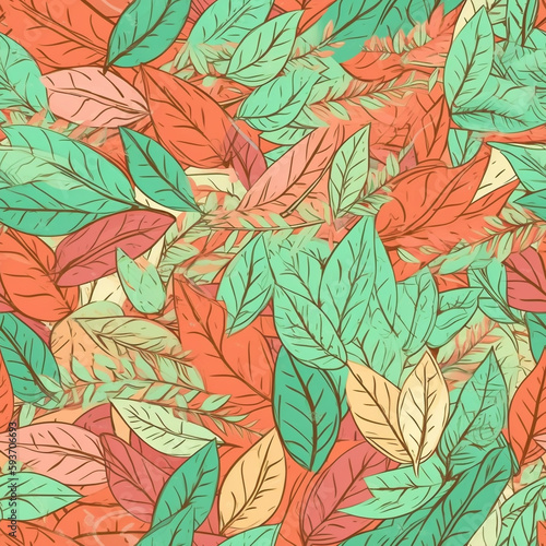 Summer Leaves Colorful Seamless Pattern