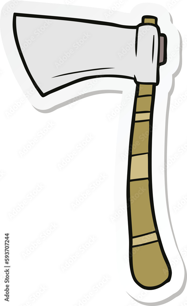 sticker of a cartoon viking axe sticker of a cartoon viking axe