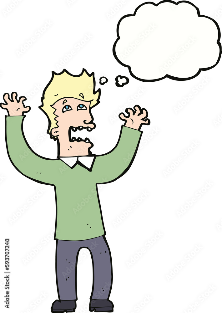 cartoon terrified man with thought bubble cartoon terrified man with thought bubble