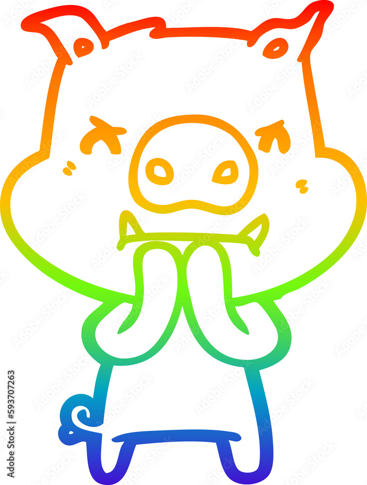 rainbow gradient line drawing angry cartoon pig rainbow gradient line drawing angry cartoon pig