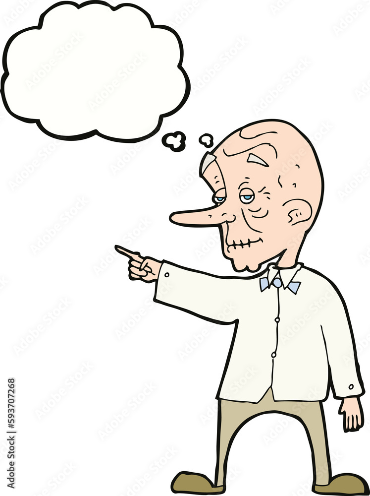 cartoon old man pointing with thought bubble cartoon old man pointing with thought bubble
