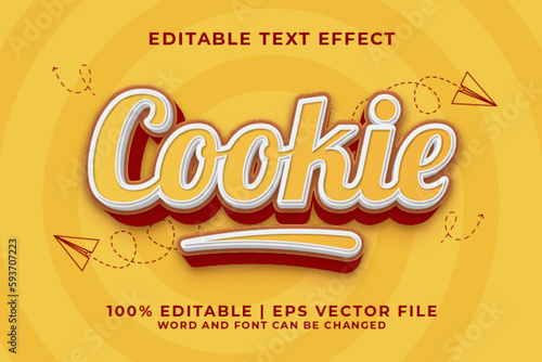 Cookie 3d Editable Text Effect Cartoon Comic Style Premium Vector