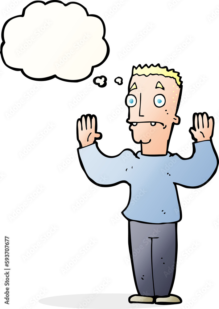 cartoon man surrendering with thought bubble cartoon man surrendering with thought bubble