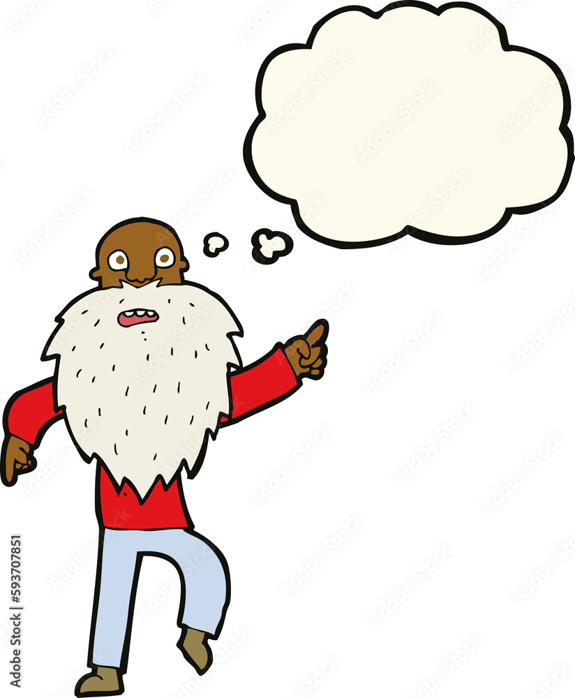 cartoon stressed old man with thought bubble