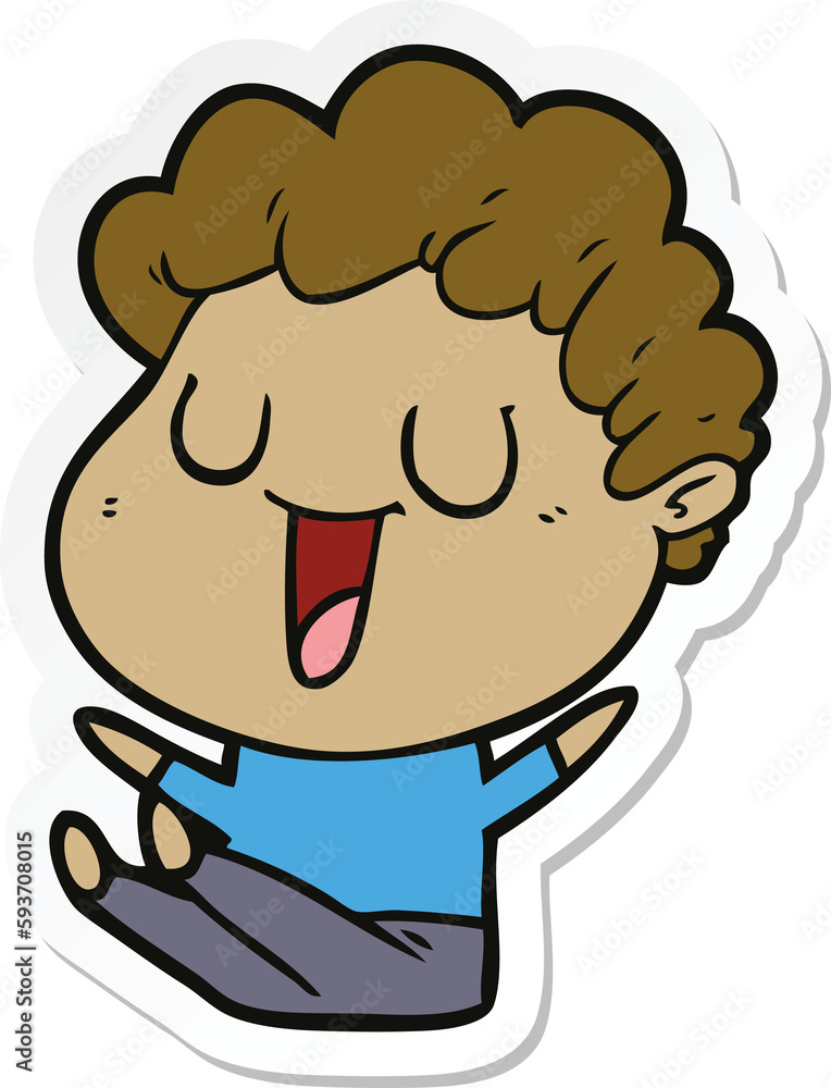 sticker of a laughing cartoon man sticker of a laughing cartoon man